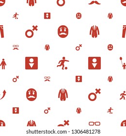 men icons pattern seamless white background. Included editable filled emot with mustache, football player, mustache and glasses, male, Male WC icons. men icons for web and mobile.
