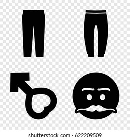 Men icons set. set of 4 men filled icons such as underpants, pants, emot with mustache