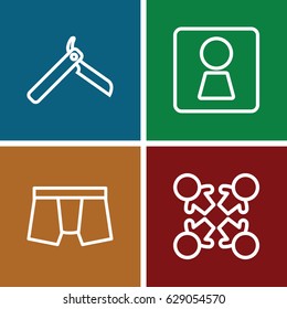 Men icons set. set of 4 men outline icons such as woman WC, bllade razor, man underwear