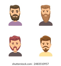 Iconos de los hombres Vector de dibujos animados. Hombres de dibujos animados de diferente edad y apariencia. Avatar de perfil de usuario
