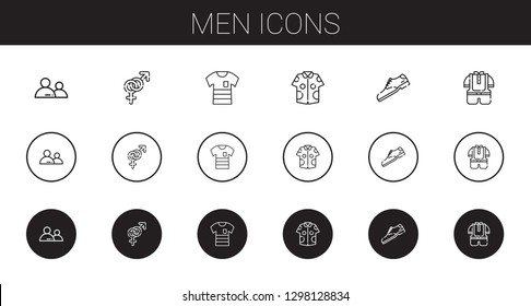 men icons set. Collection of men with user, gender, shirt, shoe, kid. Editable and scalable men icons.