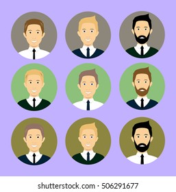 men icons set flat design style