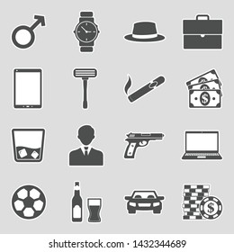 Men Icons. Sticker Design. Vector Illustration.