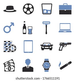 Men Icons. Two Tone Flat Design. Vector Illustration.