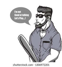 men invite to play vector illustration