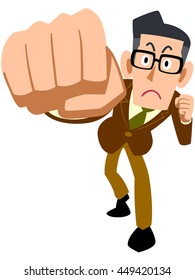 Men jacket figure to hit the punch