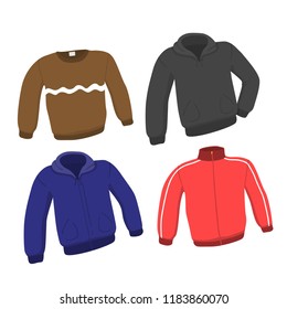 Men Jacket and Sweater Icon Set Vector Illustration
