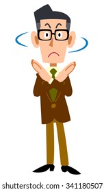 Men jacket worn brown indicating the gesture of rejection