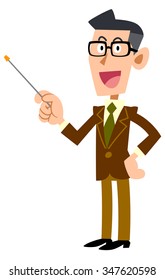 Men jacket worn brown with a pointing stick