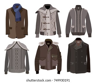 Men Jackets Collection Isolated On White Stock Vector (Royalty Free ...