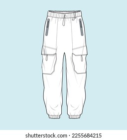 Men jogger pant flat sketch illustration