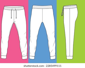 MEN JOGGER STYLISH TIGHT FIT TECHNICAL FLAT SKETCH 