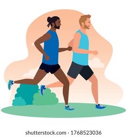 men jogging,people male running, men in sportswear jogging vector illustration design