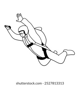 Men jumping skydiving hand drawn illustration vector