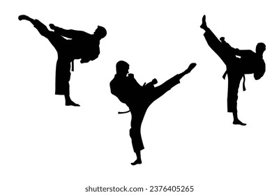 men of karate silhouette vector. Boxing and competition silhouettes vector image,