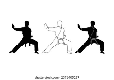 men karate silhouette vector. Boxing and competition silhouettes vector image,