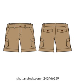 Men Khaki Shorts Vector Template