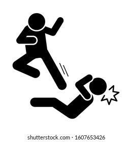 Men kick flying icon. Simple pictogram of fighting icons for ui and ux, website or mobile application