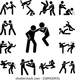 Men kick icon in a collection with other items