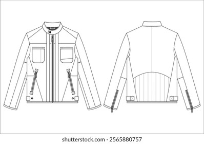 men leather and fabric jacket 
 vector design 