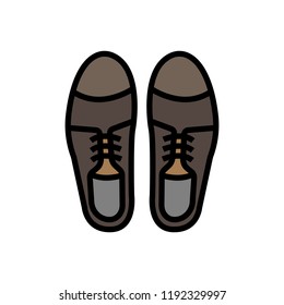 men leather shoes colour line icon