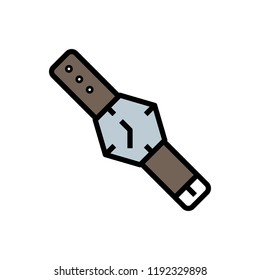 men leather watch line icon