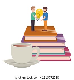 men with light bulb with books avatar character