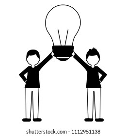 men with light bulb isolated icon