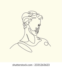 Men line art vector. Continuous one line drawing of man portrait. Hairstyle. Fashionable men's style.