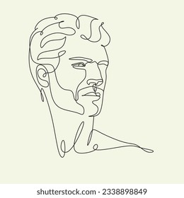 Men line art vector. Continuous one line drawing of man portrait. Hairstyle. Fashionable men's style.