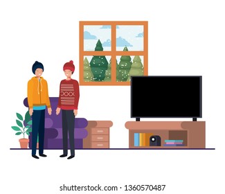 men living room with view the landscape by window