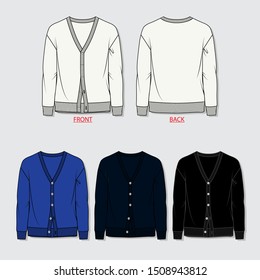 Men Long Sleeve Cardigan Drawing