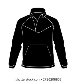 Herren lange Ärmel halb Reißverschluss Pullover Sweatshirt Jacke technische Mode flache Skizze Silhouette Vektorgrafik für aktive Kleidung Designvorlage
