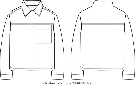 men long sleeve with pocket shirt fashion vector	
