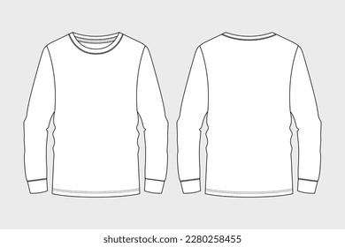 MEN LONG SLEEVE T SHIRT FLAT SKETCH TEMPLATE