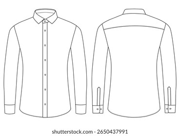 Men long sleeves formal shirt technical flat vector illustration templet design	