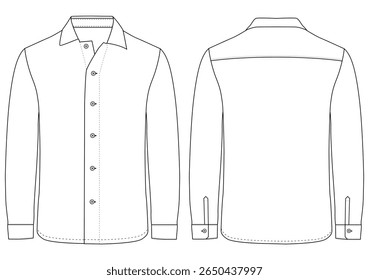 Men long sleeves formal shirt technical flat vector illustration templet design	