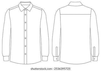 Hombres camisa de manga larga Vector boceto plano ilustración templet Vector dibujo maqueta de diseño

