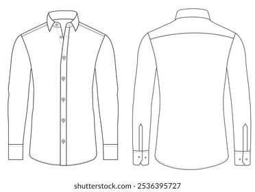 Hombres camisa de manga larga Vector boceto plano ilustración templet Vector dibujo maqueta de diseño

