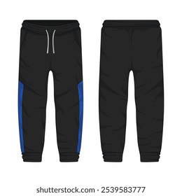 Men long training pants mockup front and back view