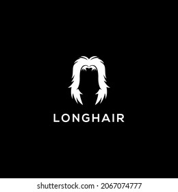 men longhair logo design illustration vector