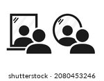 Men look to mirror icon. Illustration vector