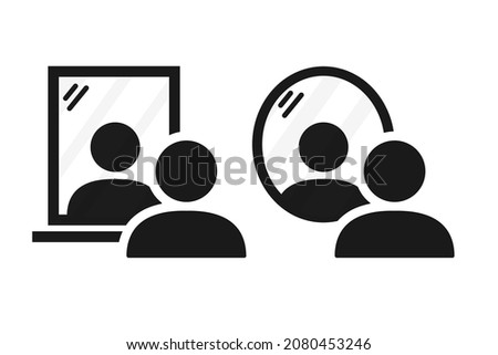 Men look to mirror icon. Illustration vector