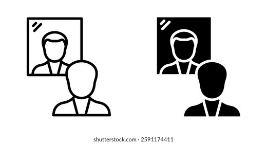 Men look to mirror Icon set.Symbol isolated white background. vector illustration. color editable.