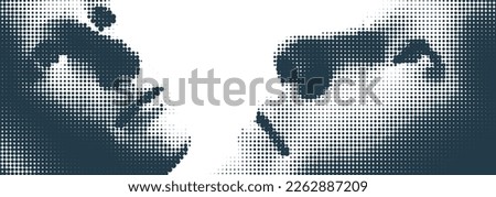 Men looking up. No matter how far it seems, go after your dream. Illustration of an man's face created from small particle. Pixel art. Design for banner, flyer, poster, cover or brochure.