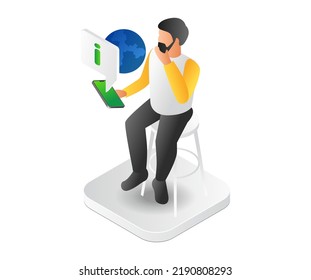 Men looking for world information on smartphone