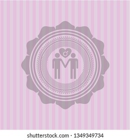 men love icon inside pink icon or emblem