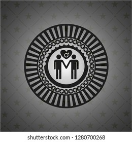 men love icon inside realistic dark emblem