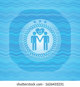 men love icon inside water wave style emblem.