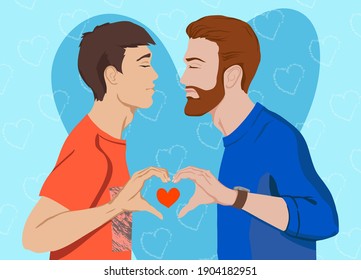 Men in love kiss